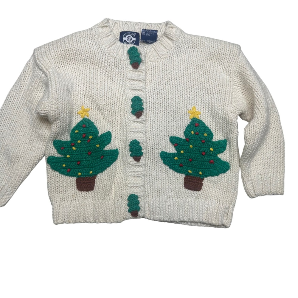 Festive holiday knit Christmas‎ tree toddler sweater 18 moths cardigan winter